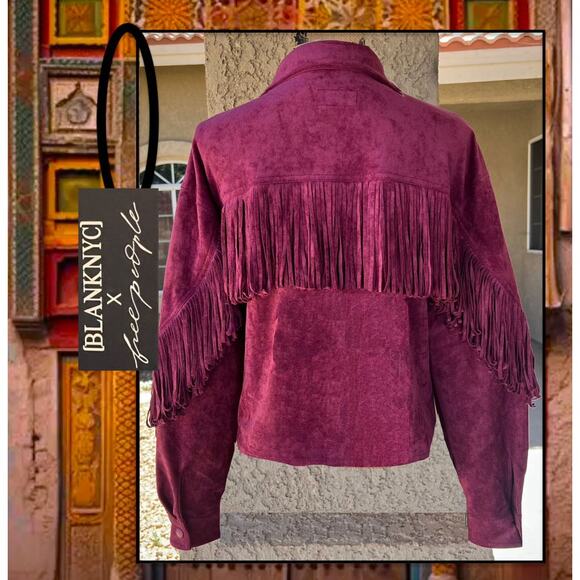 Free People Blank NYC Twist & Shout Vegan Suede Jacket Size L NWT - Picture 3 of 5